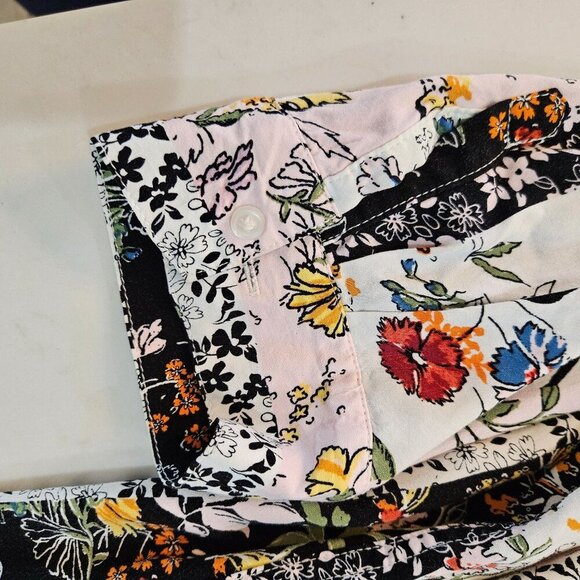 KC Khakis & Co Button-Up Tunic Dress Medium Floral Stripe Cottagecore - Picture 6 of 11